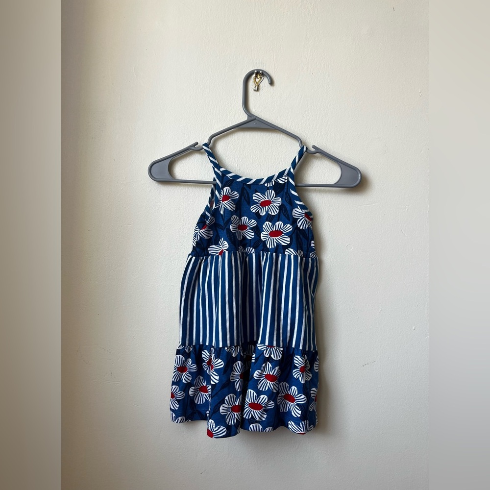 Hanna Andersson 3T Halter Dress – Red White Blue Daisy Stripes